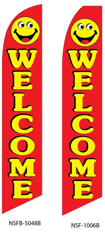 Welcome (Red w/Smiley Face) Swooper Flag