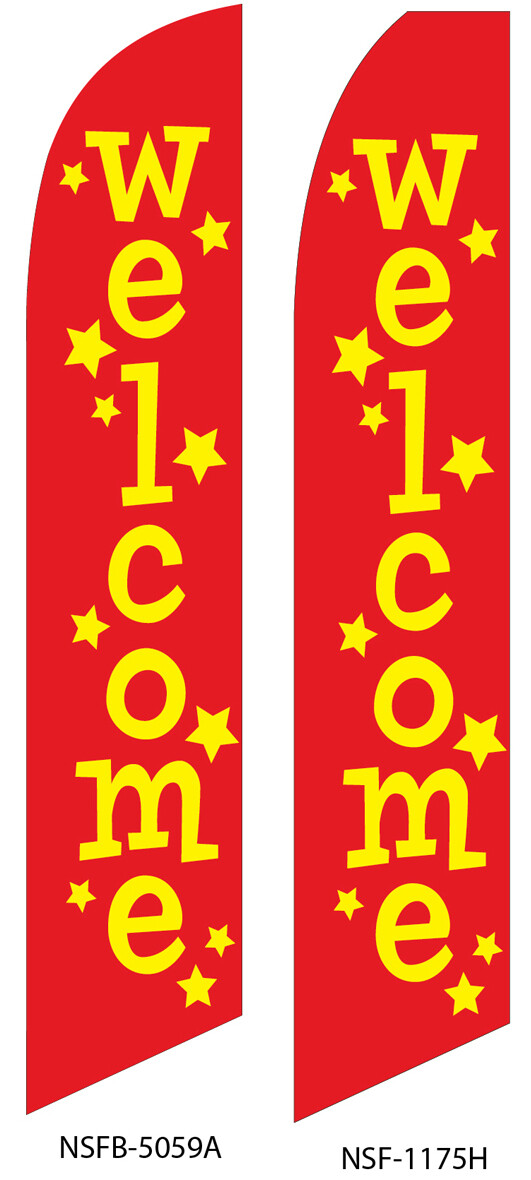 Welcome (Red w/Stars) Swooper Flag