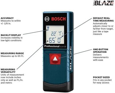 Bosch Blaze GLM 20 Télémètre laser compact, 2,5 m