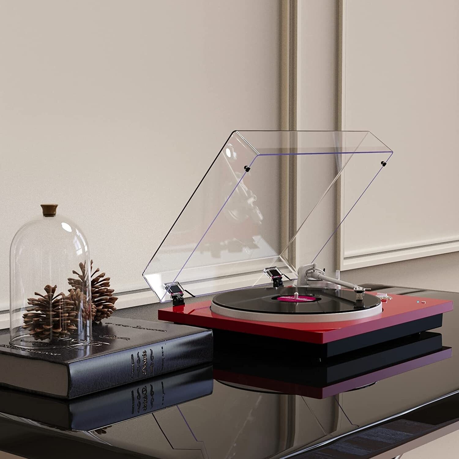 Platine Vinyle Bluetooth avec Entraînement par Courroie et Contrôle Antidérapant de la Cartouche magnétique, Sortie USB numérique, 