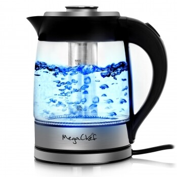 MEGACHEF
MegaChef 1.8 Liter Cordless Glass and Stainless Steel Electric Tea Kettle with Tea Infuser
Model: MGKTL-1777