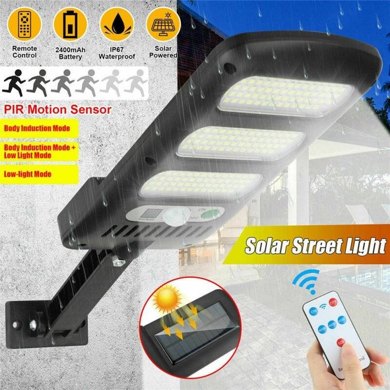 Smd Led Outdoor Solar Wall Lamp Ip67 Weatherproof Pir Motion Sensor + Light Sensor Remote Control Light For Sidewalks Gardens With remote control