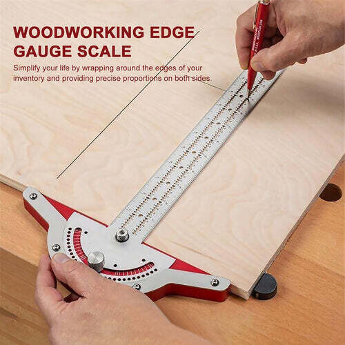 1Pcs T-Type Woodworkers Edge Rule Protractor Woodworking Ruler Angle Measure Stainless Steel Carpentry Layout Carpenter Tools
