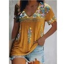 2022 Chemise Manches Courtes Col En V Et Impression Style Bohme