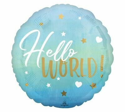 17" Hello World Blue Baby Balloon