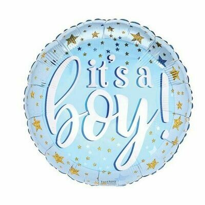 17" it's a Boy Blue and Gold Stars Balloon A6706318
