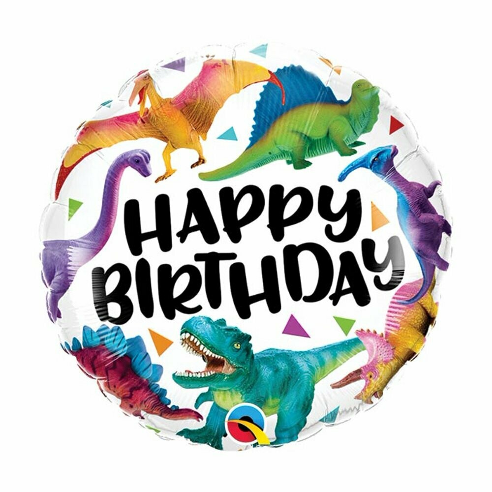 18" Happy Birthday Dinosaurs Balloon