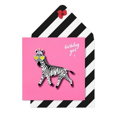 Birthday Girl Zebra Card