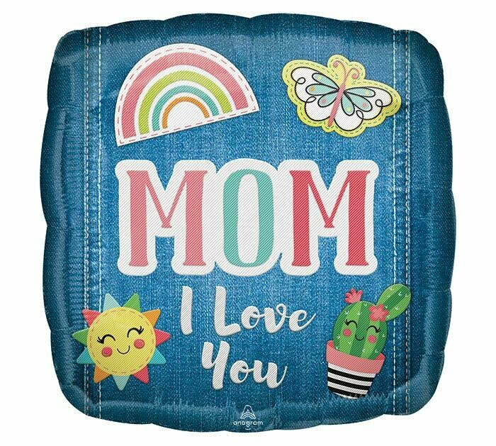 17" Mom I Love You Patched Balloon