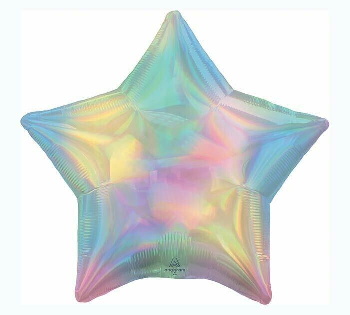 19&quot; Iridescent Pastel Rainbow Star Balloon