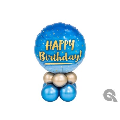Happy Birthday Blue & Gold Balloon Bouquet Designs