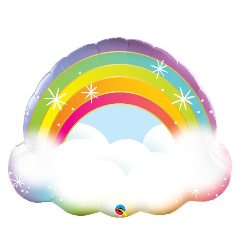 32” Rainbow &amp; Cloud Shape  Balloon