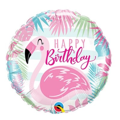 18" "Happy Birthday" Pink Flamingo Balloon