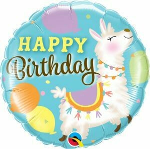 18" Happy Birthday Llama Design Balloon