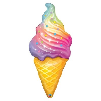 45" Rainbow Swirl Ice cream Shape Balloon