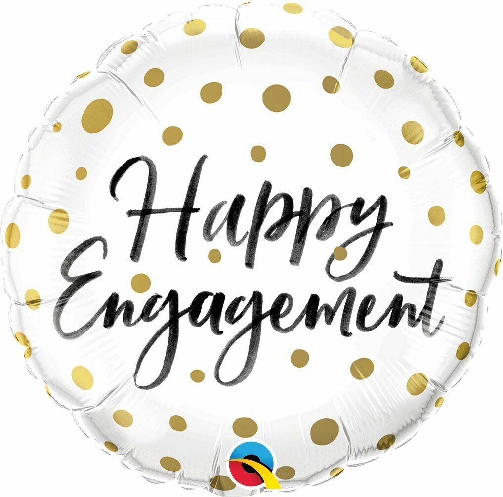 18" Happy Engagement Gold Dots Balloon