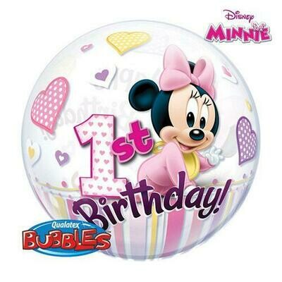 22" Disney Minnie Mouse 1 Year Birthday Bubble Balloon