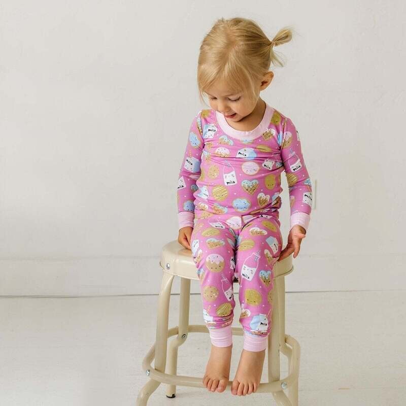 Little Sleepies 2 Piece Pink Cookies&amp;Milk Pajamas