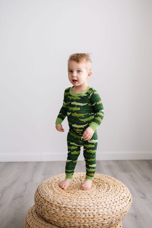 Little Sleepies 2 Piece Green Crocodiles Pajamas