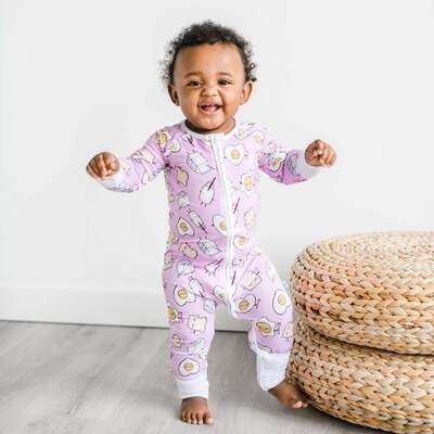 Little Sleepies Zipper Pink Breakfast Romper