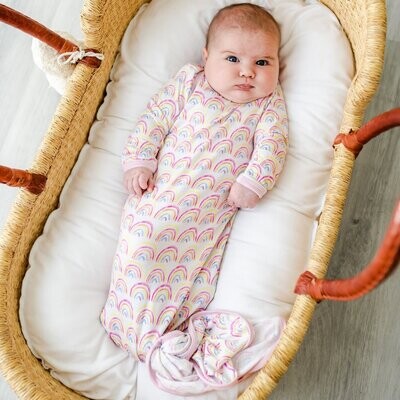 Little Sleepies Pastel Rainbows Infant Knotted Gown