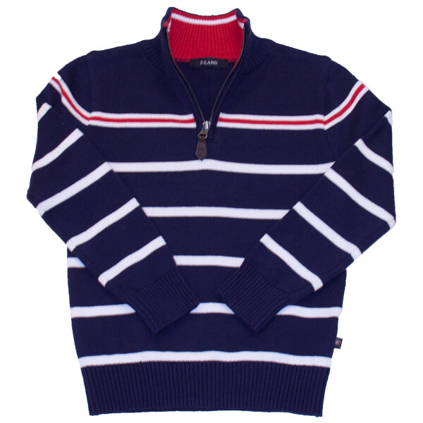 E Land Kids ¼ Zipper Pull Over Striped Sweater