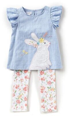 Mud Pie Floral Bunny Tunic Outfit