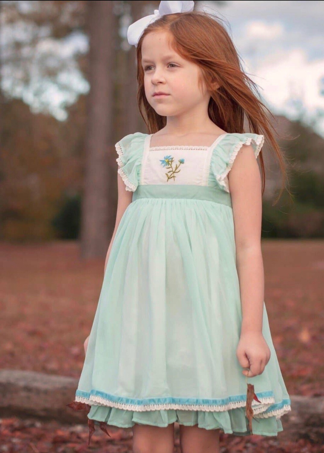 Fancy Teal Hand Embroidered Dress