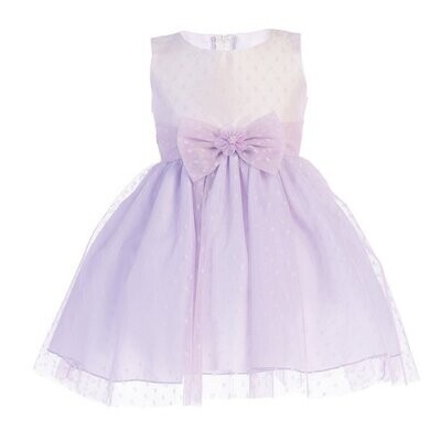 Lilac Bow Polka Dot Tulle Flower Girl Dress