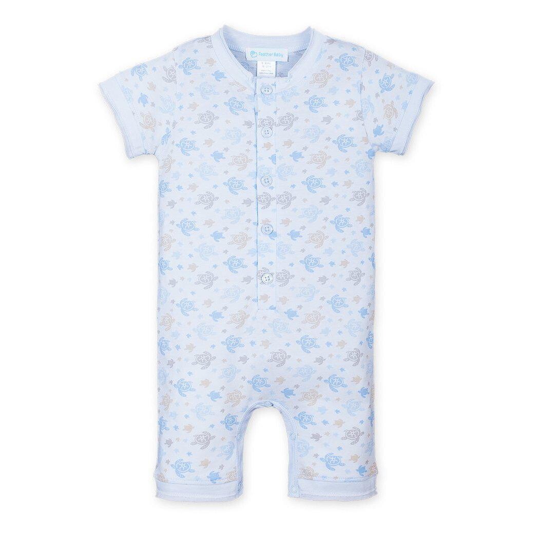 Feather Baby Henley Romper - Sea Turtles