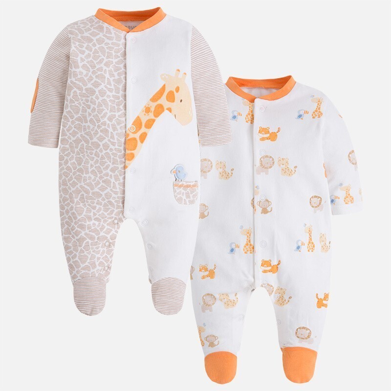 Mayoral 2 Pack Giraffe & Friends Footie Pajamas