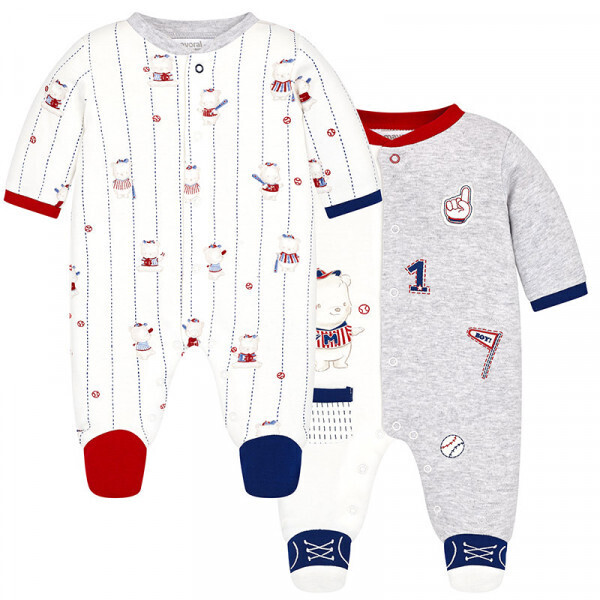 Mayoral 2 Set Bear Baseball Footie Playsuit