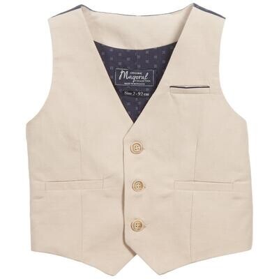 Mayoral Boys Beige Linen 3 Button Waistcoat