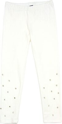 Kate Mack White Spun Gold Crystal Leggings