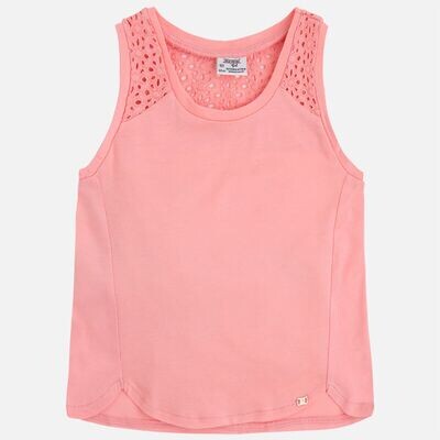 Mayoral Pink Tank w/ Lace Detail Top