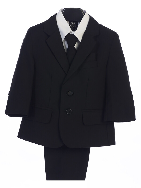 2 Buttoned Black Suit Jacket & Flat Front Pants with Matching Vest