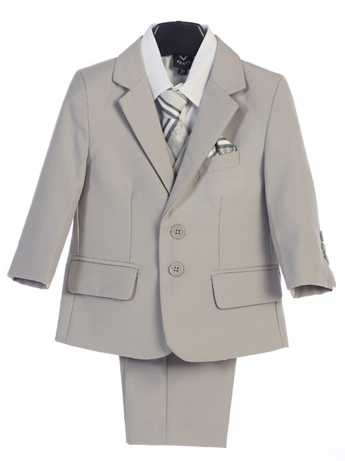 2 Butn LtGry Suit Jacket & Flat Front Pants & Vest