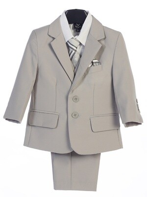 2 Butn LtGry Suit Jacket &amp; Flat Front Pants &amp; Vest