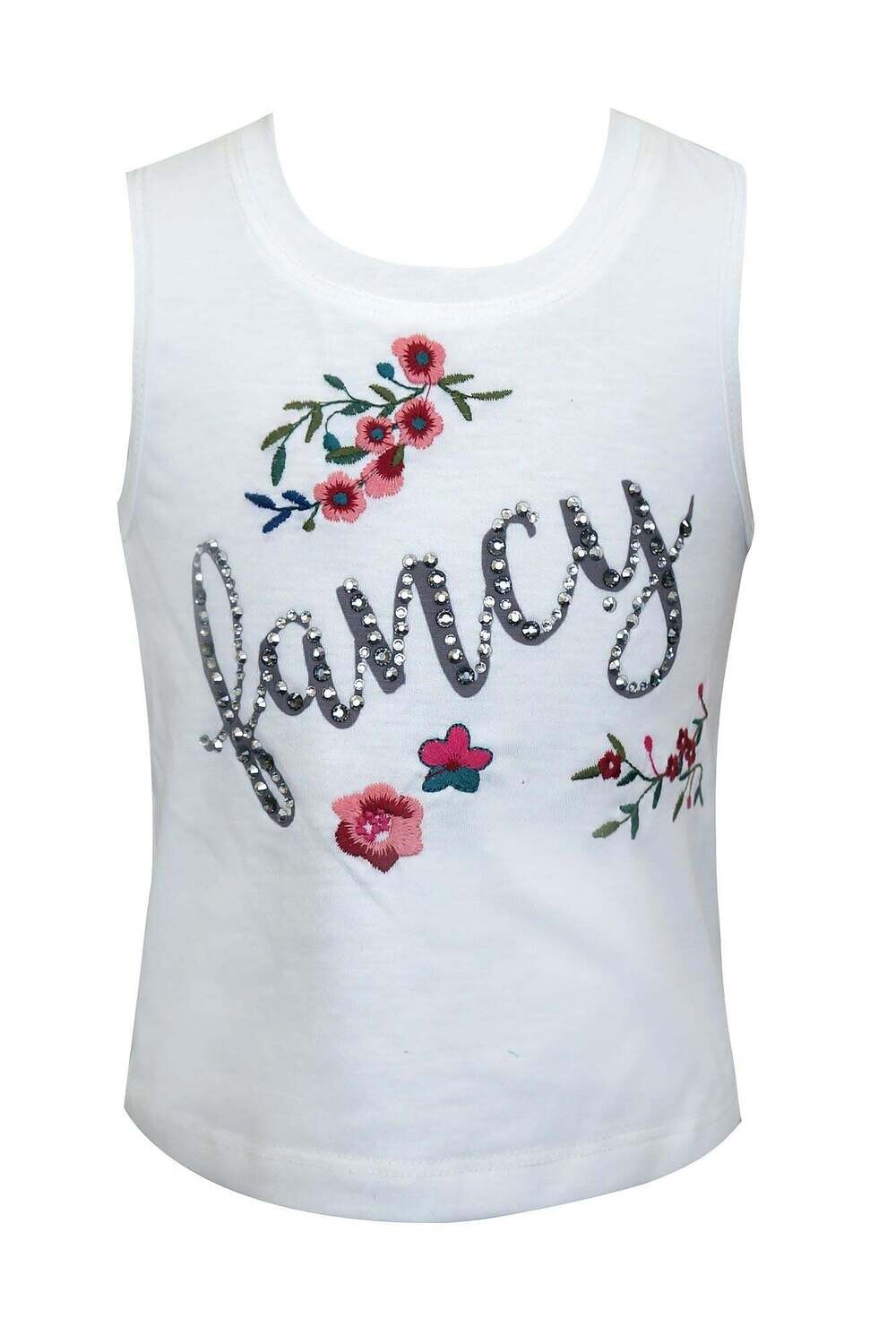 Baby Sara Tank Top w/ Fancy Print And Embroidery