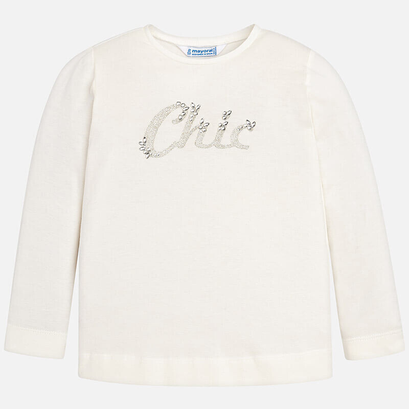 Mayoral L/S “Chic” Top w/ Silver Lettering