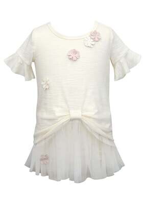 Baby Sara Ruffle Sleeve Tunic w/ Mock Tie Front