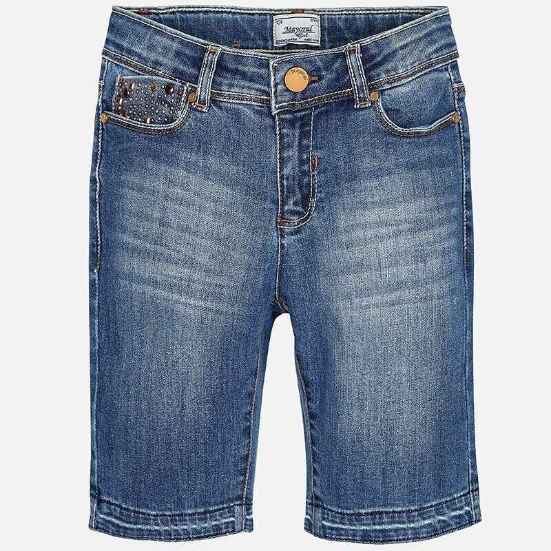 Mayoral Blue Denim Short w/ Stud Detail on Pocket