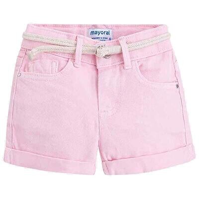 Mayoral Girls Pink Shorts w/ Cream & Gold Belt