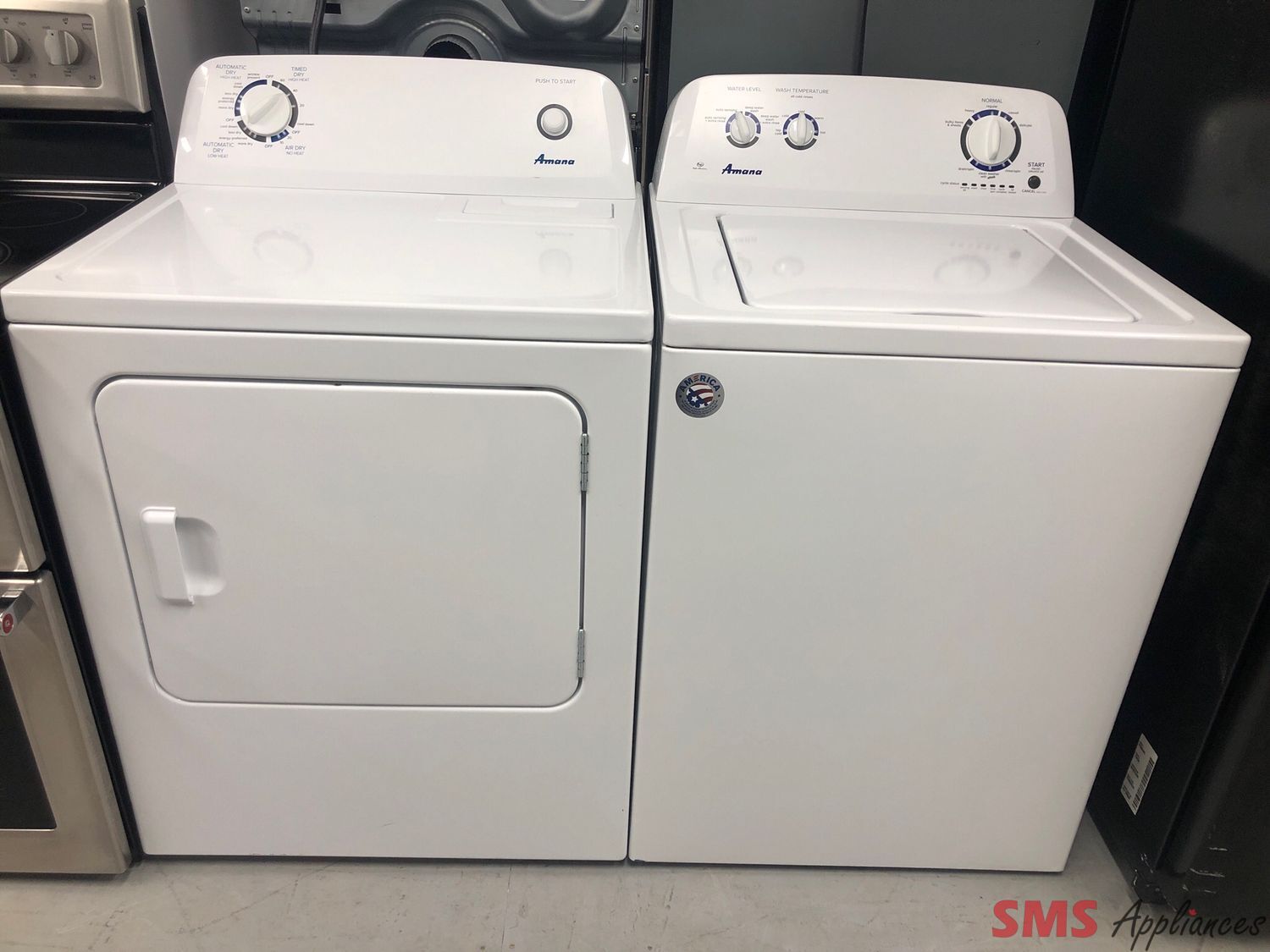 Amana Top-Load Washer and Dryer Set NTW4516FW3/YNED4655EW1
