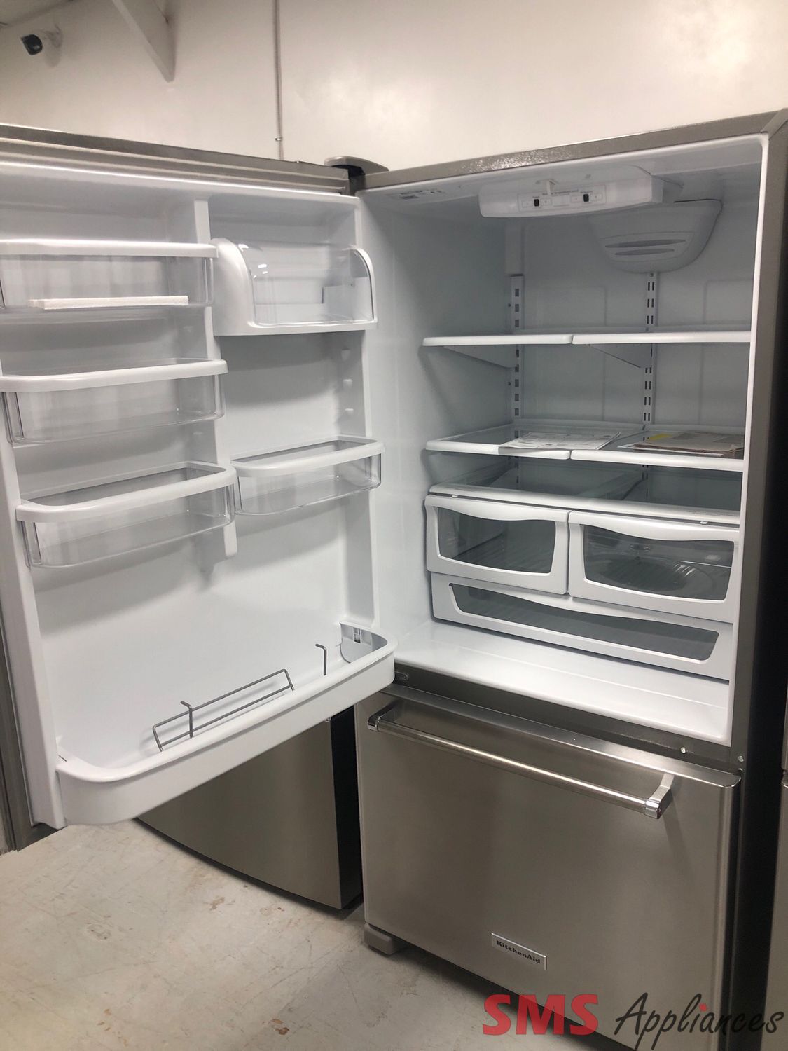 Open Box-Scratch and Dent KitchenAid 33” Bottom Freezer Refrigerator KRBL102ESS