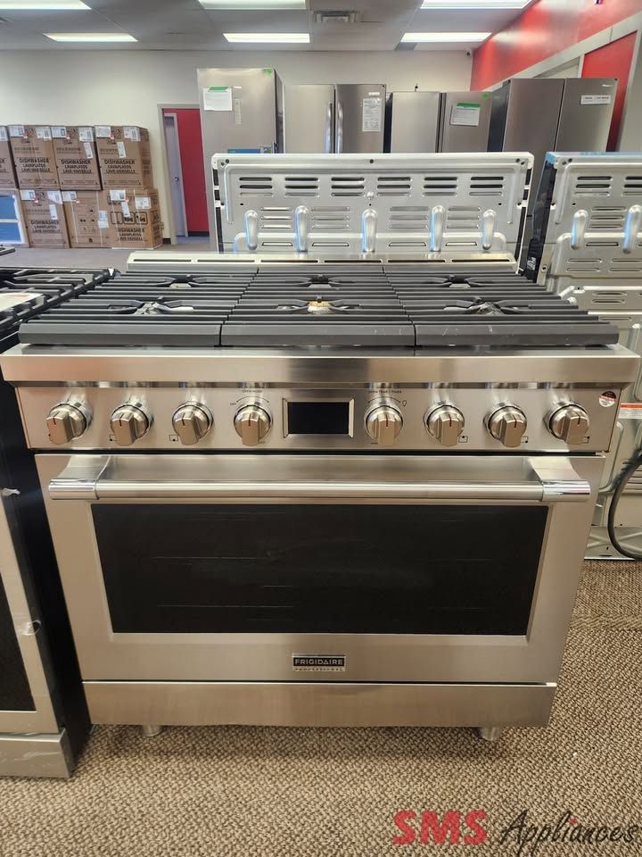 Open Box-Scratch & Dent Frigidaire Professional 36'' Dual-Fuel Gas Range PCFD3670AF Open Box-Scratch & Dent Frigidaire Professional 36'' Dual-Fuel Gas Range PCFD3670AF