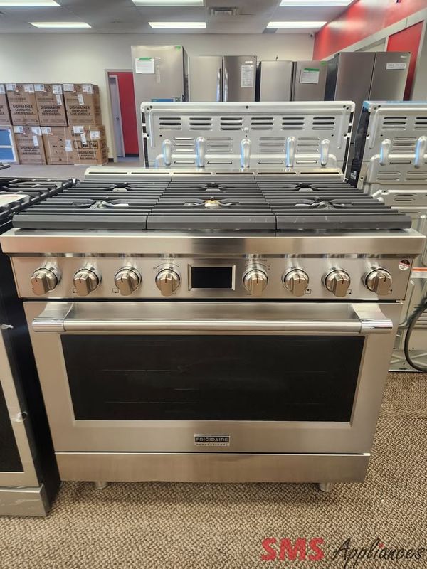 Open Box-Scratch & Dent Frigidaire Professional 36'' Dual-Fuel Gas Range PCFD3670AF Open Box-Scratch & Dent Frigidaire Professional 36'' Dual-Fuel Gas Range PCFD3670AF