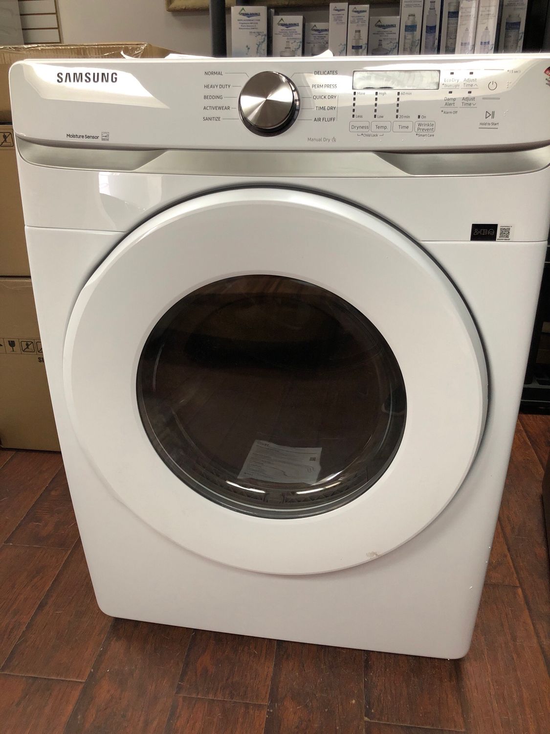 Open Box-Scratch and Dent Samsung 7.5 Cu.Ft Front-Load Dryer DVE45T6005W Open Box-Scratch and Dent Samsung 7.5 Cu.Ft Front-Load Dryer DVE45T6005W