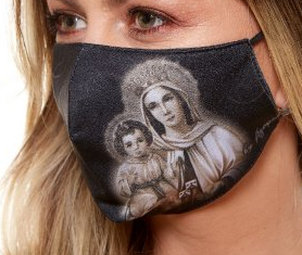 MDA6033 - Our Lady of Mount Carmel Face Mask (black)