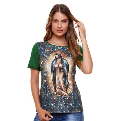 DV6017 - Our Lady of Guadalupe Ladies Shirt (Green)
